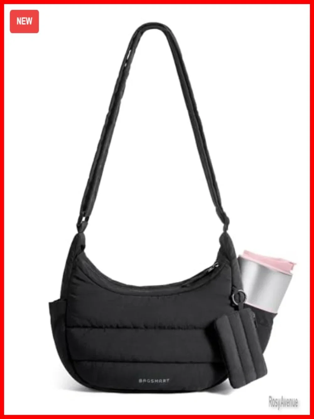Crossbody Hobo Bag with Adjustable Strap, Puffer Shoulder Handbag Pouch